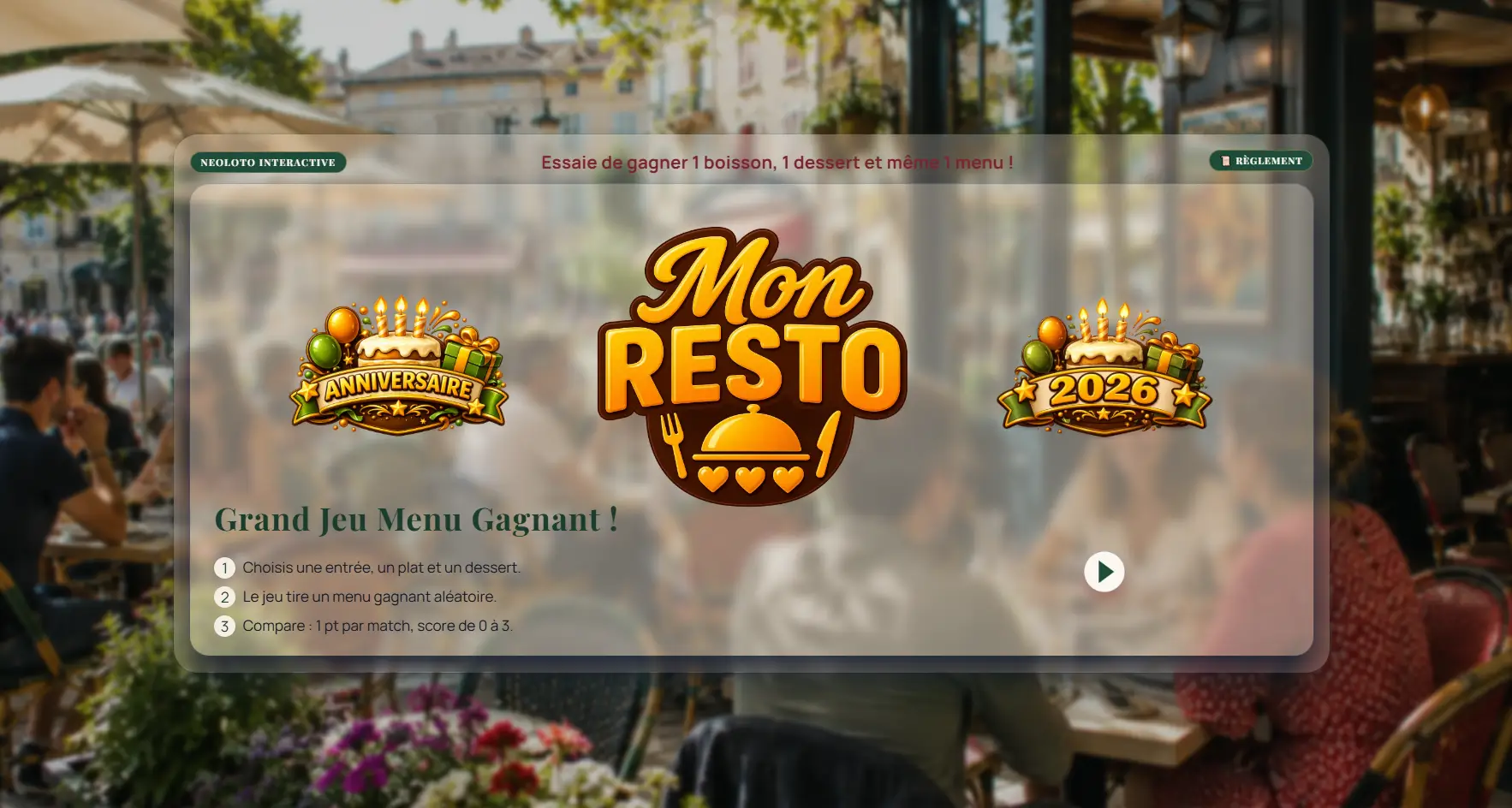 Capture d'écran — Mon Resto